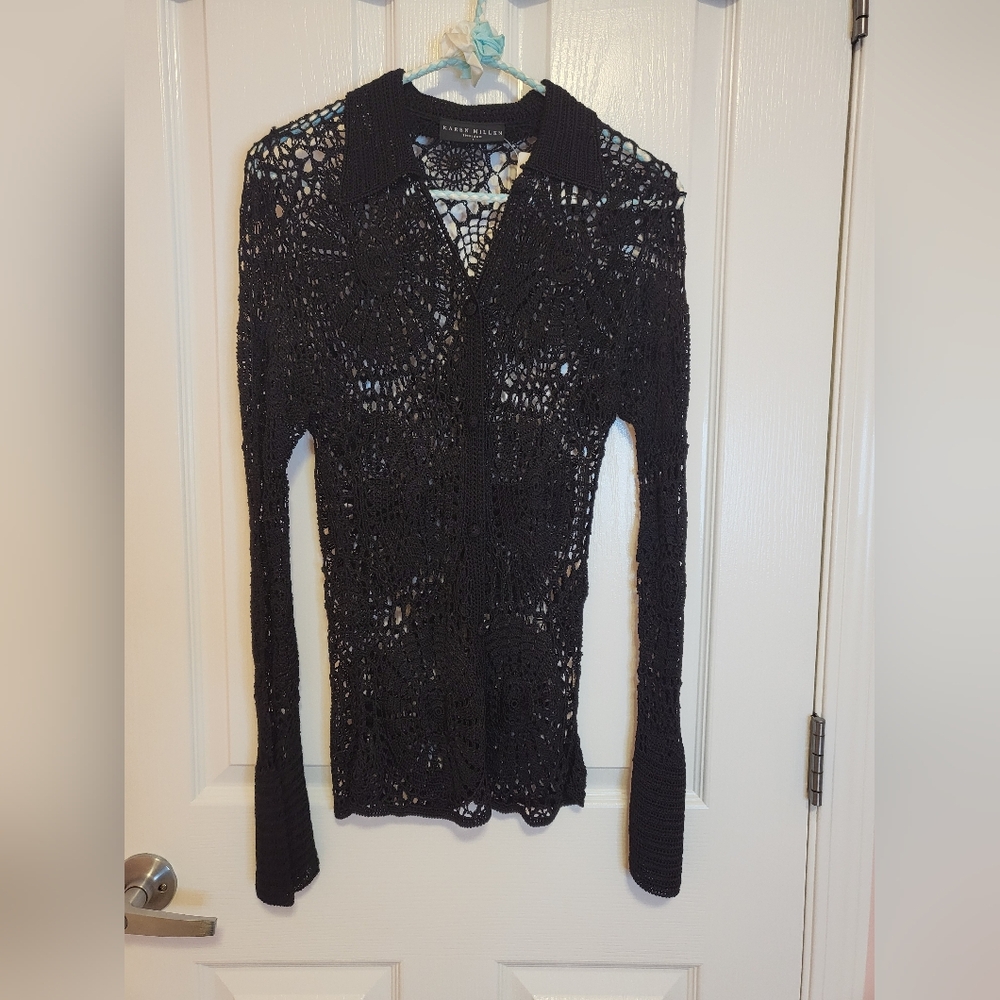 Black Crochet With Flare Sleeves